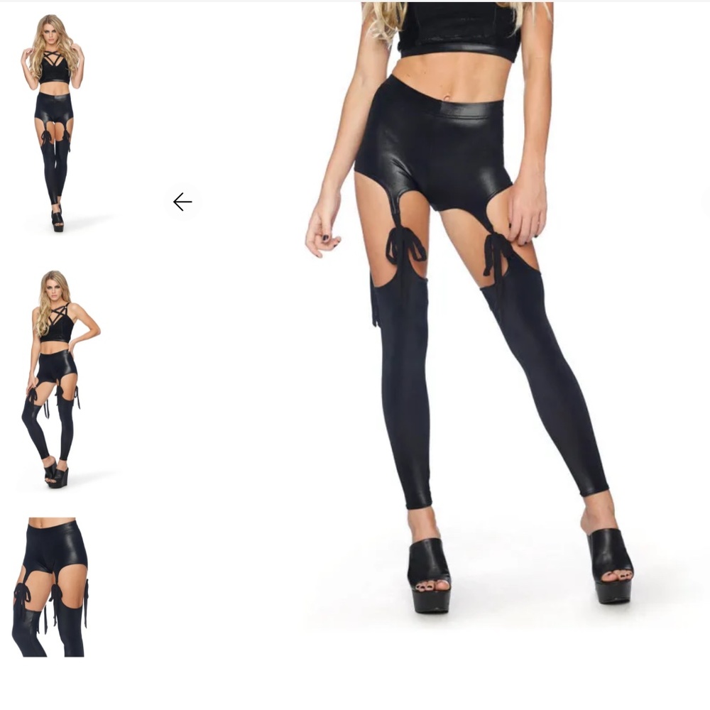 Blackmilk ALL TIED UP WET LOOK SUSPENDERS sz S